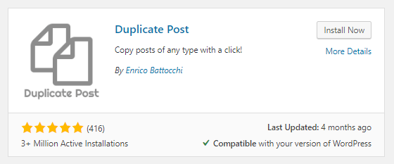 Duplicate Post Plugin Search Result Icon
