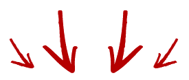 red handdrawn arrows down icon