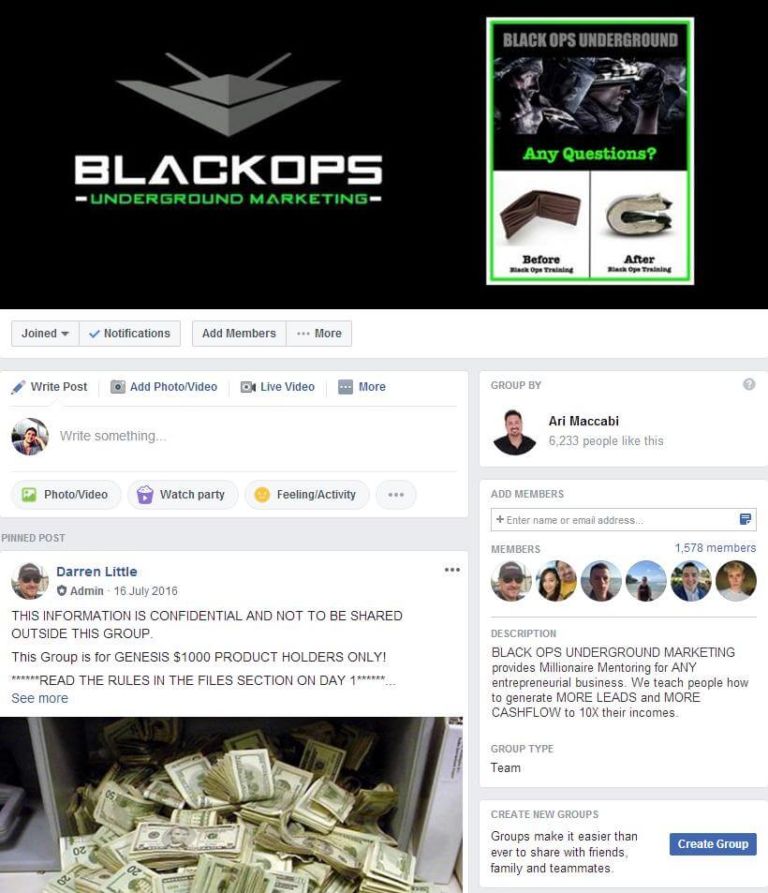 Black ops Facebook Page