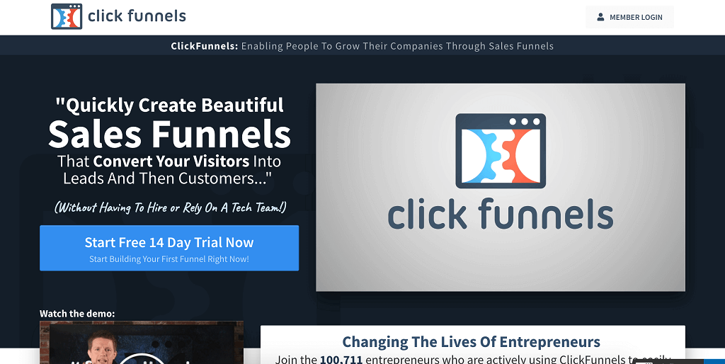 ClickFunnels Homepage Screenshot 1