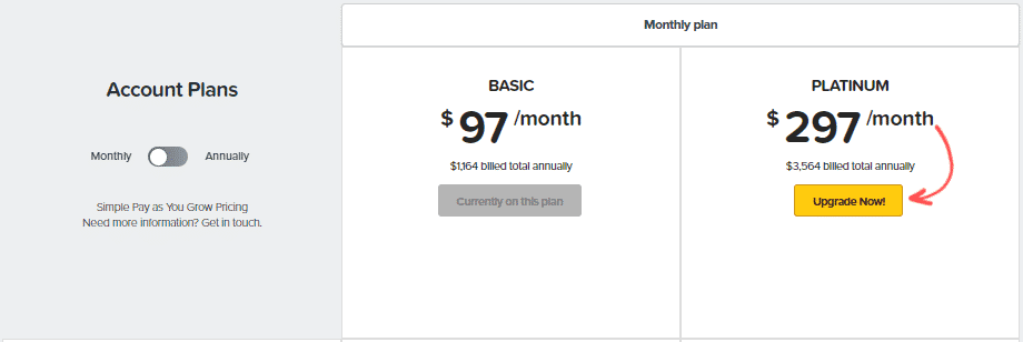 ClickFunnels pricing table monthly